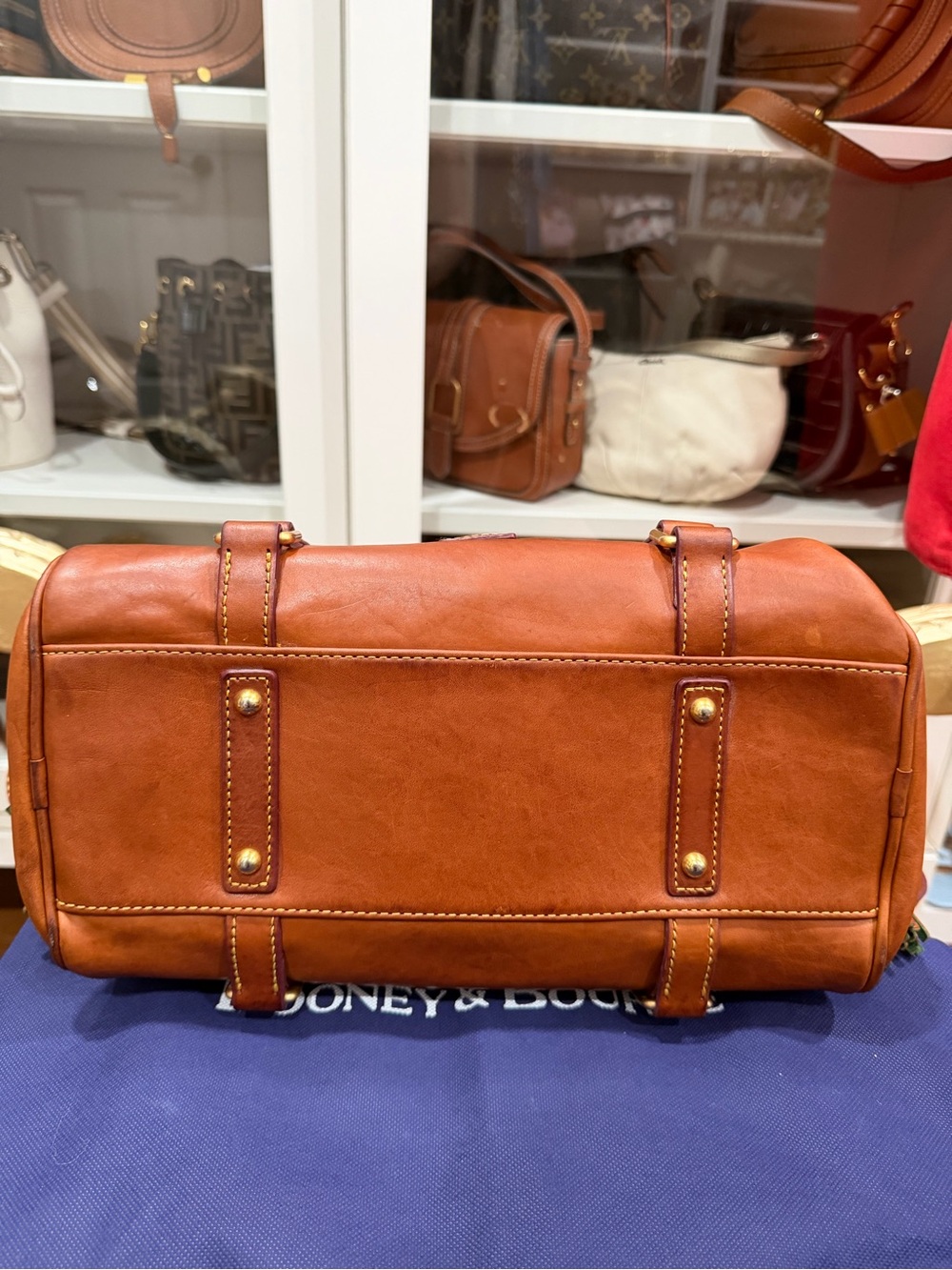 Dooney & Bourke Chestnut Brown Leather Satchel with Crossbody Strap - Picture 11 of 16
